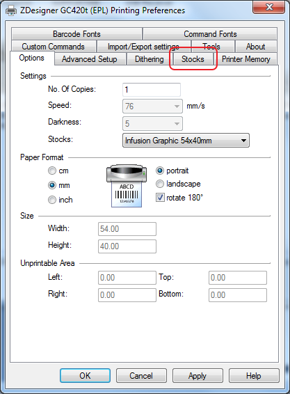 label-printer-settings-for-zdesigner-infusion-business-software